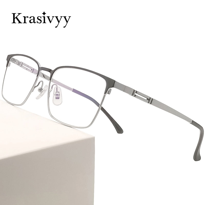 Krasivyy Men's Semi Rim Square Titanium Eyeglasses Semi Rim Krasivyy   