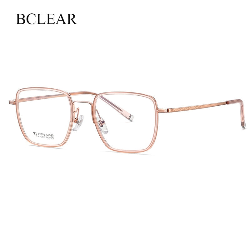 Bclear Unisex Full Rim Irregular Square Titanium Acetate Eyeglasses Nwd2318 Full Rim Bclear   