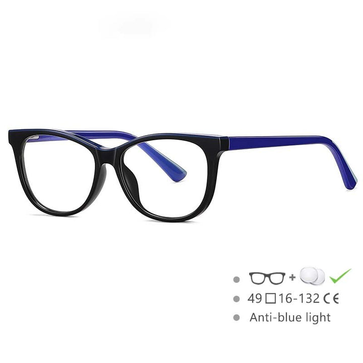 CCSpace Youth's Unisex Full Rim Square Tr 90 Titanium Frame Eyeglasses 54524 Full Rim CCspace China Black 