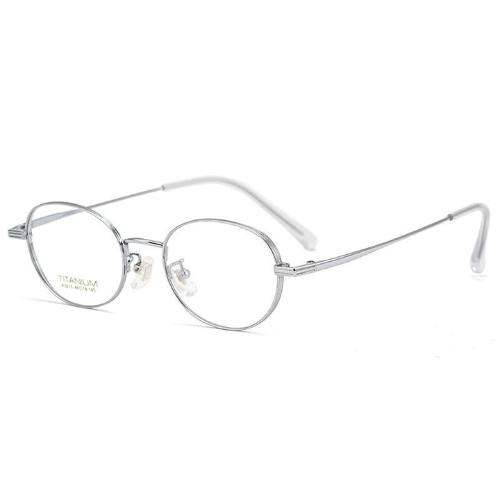 Reven Jate Women's Full Rim Round Titanium Eyeglasses K5015 Full Rim Reven Jate silver  