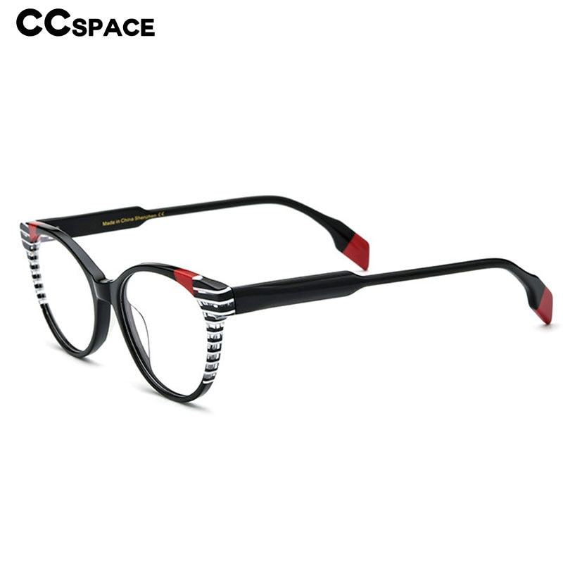 CCSpace Women's Full Rim Cat Eye Acetate Eyeglasses 55058 Full Rim CCspace   
