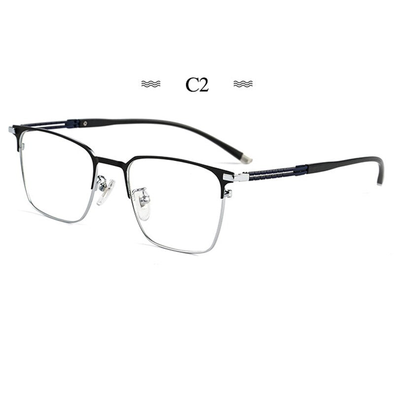 Hotochki Men's Full Rim Square Tr 90 Titanium Frame Eyeglasses T8609t Full Rim Hotochki black  