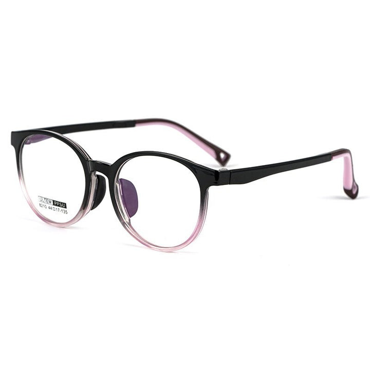 Yimaruili Children's Unisex Full Rim Round Ultem Eyeglasses 8210S Full Rim Yimaruili Eyeglasses Black Gradient White  