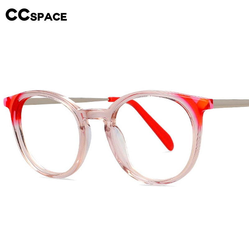 CCspace Unisex Full Rim Small Round Acetate Eyeglasses 55912 Full Rim CCspace   