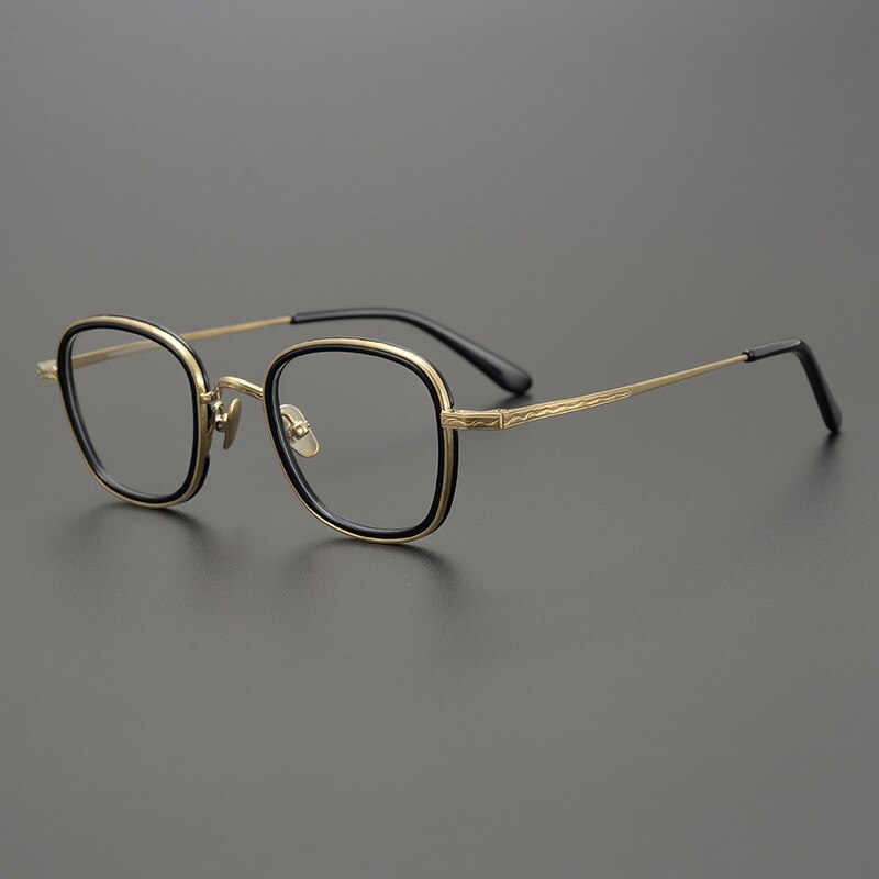 Gatenac Unisex Full Rim Square Titanium Acetate Frame Eyeglasses Gxyj811 Full Rim Gatenac Gold  