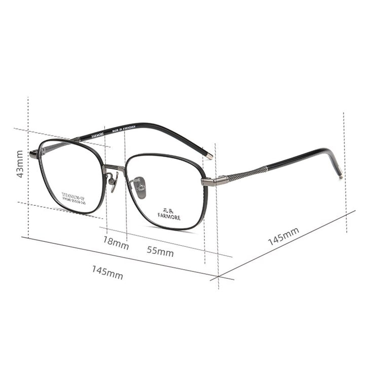 Reven Jate Unisex Full Rim Square Titanium Eyeglasses FM040 Full Rim Reven Jate   