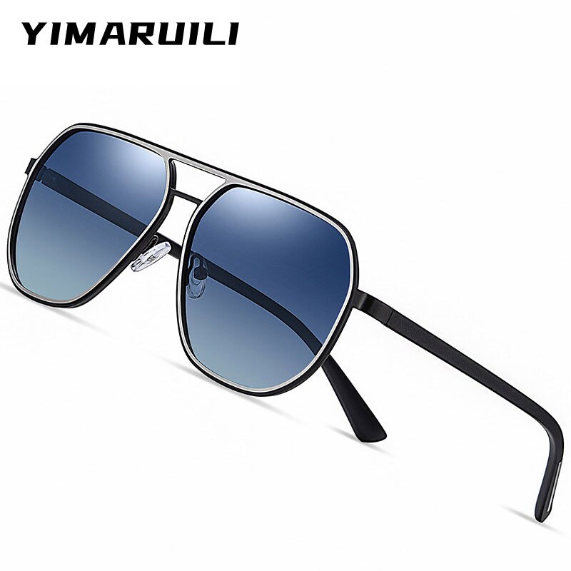 Yimaruili Men's Full Rim Square Alloy Double Bridge Frame Polarized Sunglasses 3375 Sunglasses Yimaruili Sunglasses   