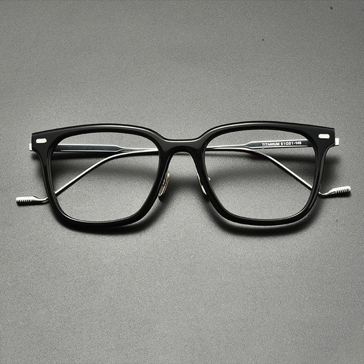 Gatenac Unisex Full Rim Square Titanium Acetate Eyeglasses Gxyj860 Full Rim Gatenac Black  