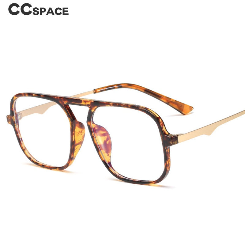 CCspace Unisex Full Rim Large Square Acetate Alloy Eyeglasses 55232 Full Rim CCspace   