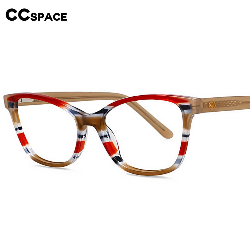 CCSpace Unisex Full Rim Square Cat Eye Acetate Eyeglasses 55570 Full Rim CCspace   