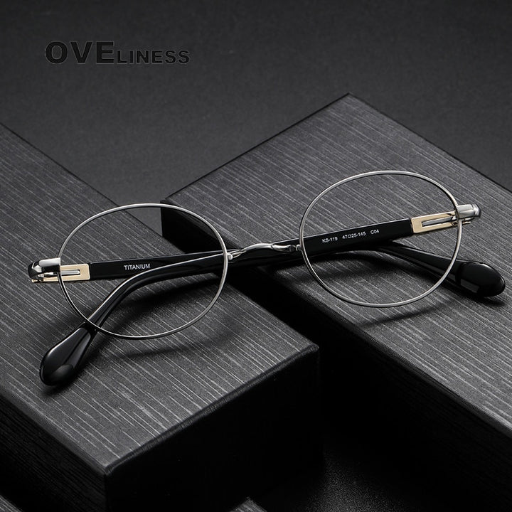 Oveliness Unisex Full Rim Oval Acetate Titanium Eyeglasses Ks119 Full Rim Oveliness   