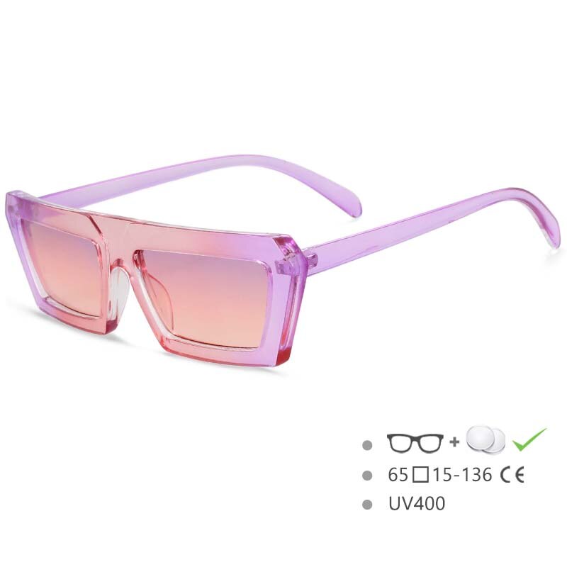 CCSpace Women's Full Rim Irregular Rectangle Acetate Frame Sunglasses 54603 Sunglasses CCspace Sunglasses Purple-Pink China 54603