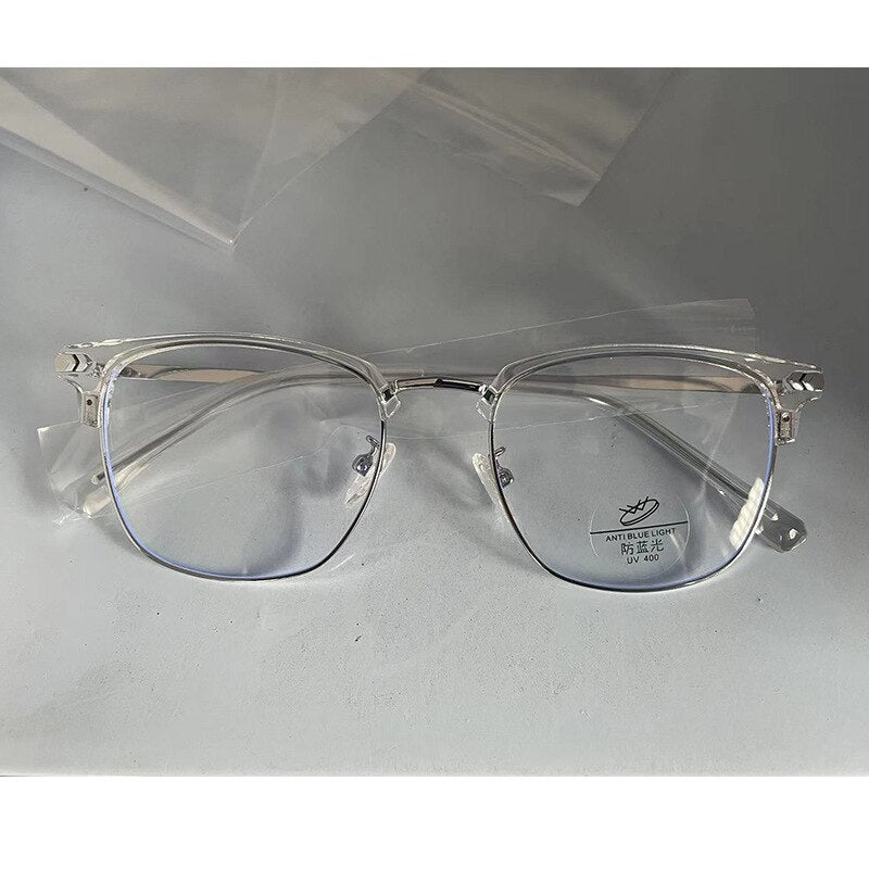 CCspace Men's Full Rim Square Alloy Eyeglasses 54558 Full Rim CCspace China Transparent 