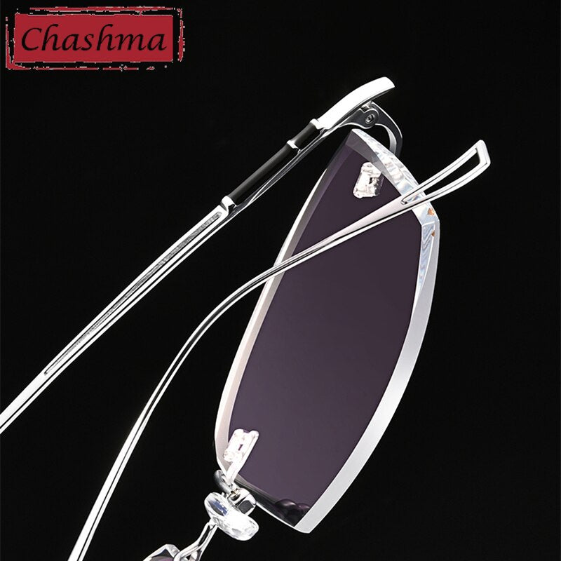 Chashma Unisex Rimless Diamond Cut Titanium Frame Eyeglasses 013 Rimless Chashma   