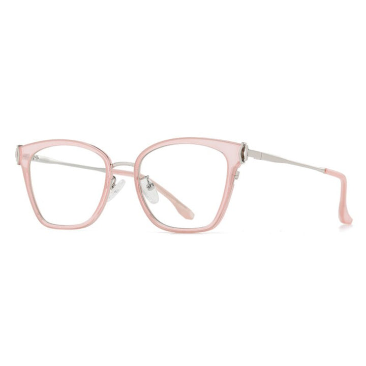 CCSpace Women's Full Rim Square Cat Eye Tr 90 Titanium Eyeglasses 55602 Full Rim CCspace China Pink 