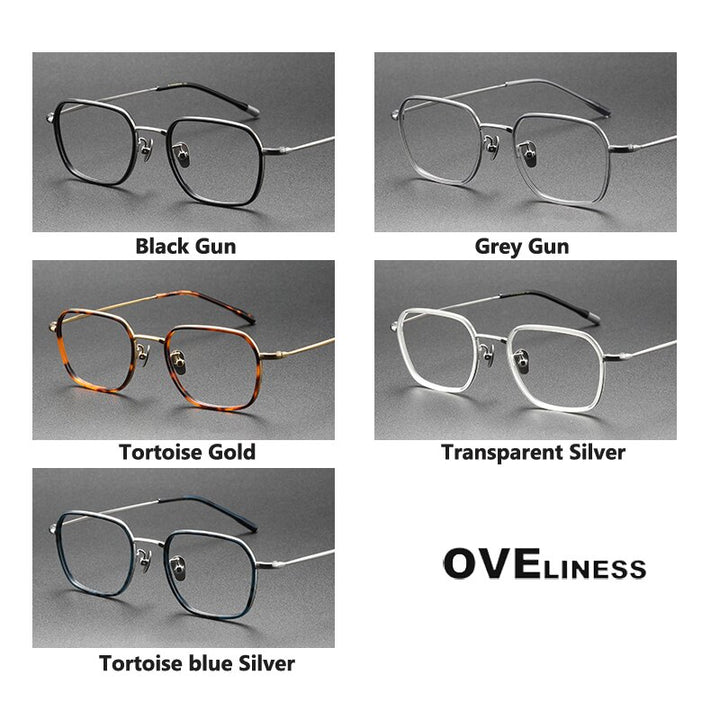 Oveliness Unisex Full Rim Square Acetate Titanium Eyeglasses 8508 Full Rim Oveliness   
