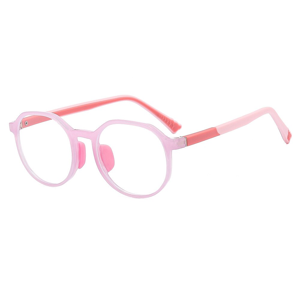 CCSpace Unisex Youth Full Rim Round Silicone Eyeglasses 54669 Full Rim CCspace Pink China 