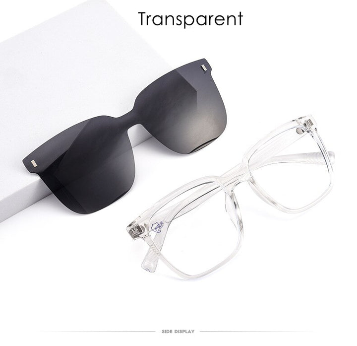 KatKani Unisex Full Rim TR 90 Resin Frame Eyeglasses Magnetic Clip On Sunglasses 82107 Clip On Sunglasses KatKani Eyeglasses   