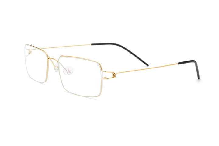 Muzz Men's Full Rim Round Titanium Alloy Screwless Frame Eyeglasses 3In1 Full Rim Muzz Small Square Gold  