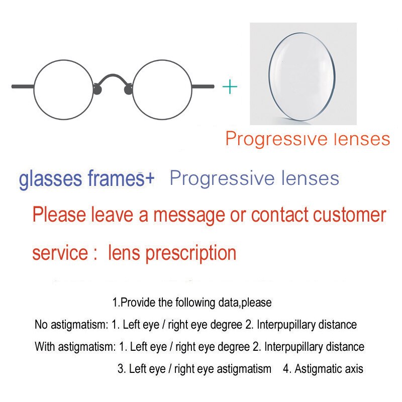 Yujo Unisex Full Rim Round Handcrafted Stainless Steel Customized Lens/ Diameter Eyeglasses Full Rim Yujo Progressive China 