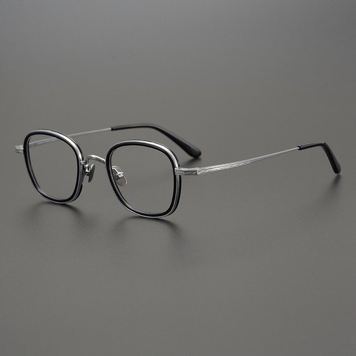 Gatenac Unisex Full Rim Square Titanium Acetate Frame Eyeglasses Gxyj811 Full Rim Gatenac Black  