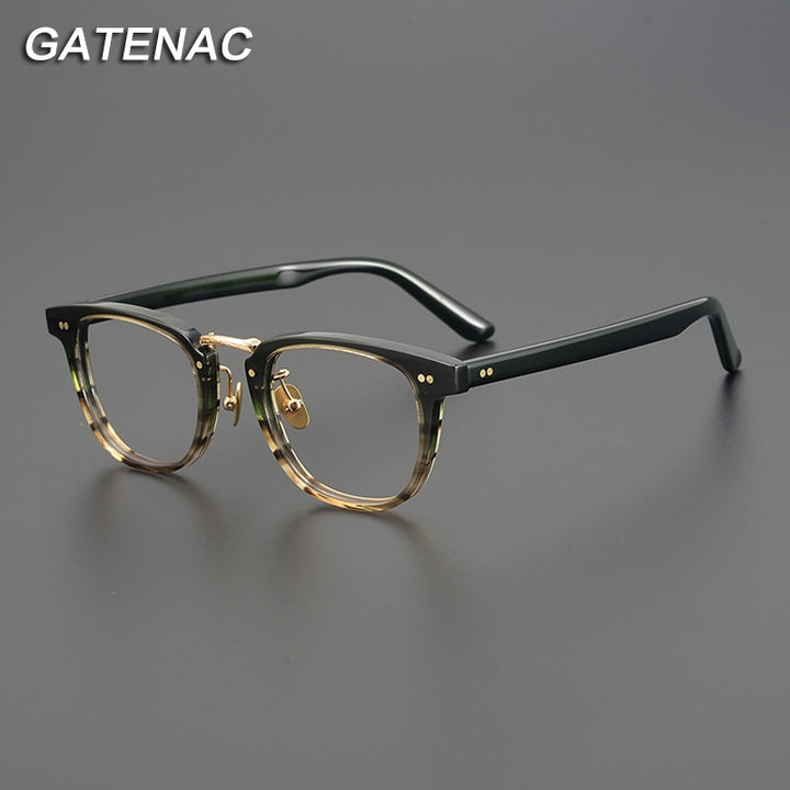 Gatenac Unisex Full Rim Square Acetate Eyeglasses Gxyj938 Full Rim Gatenac   