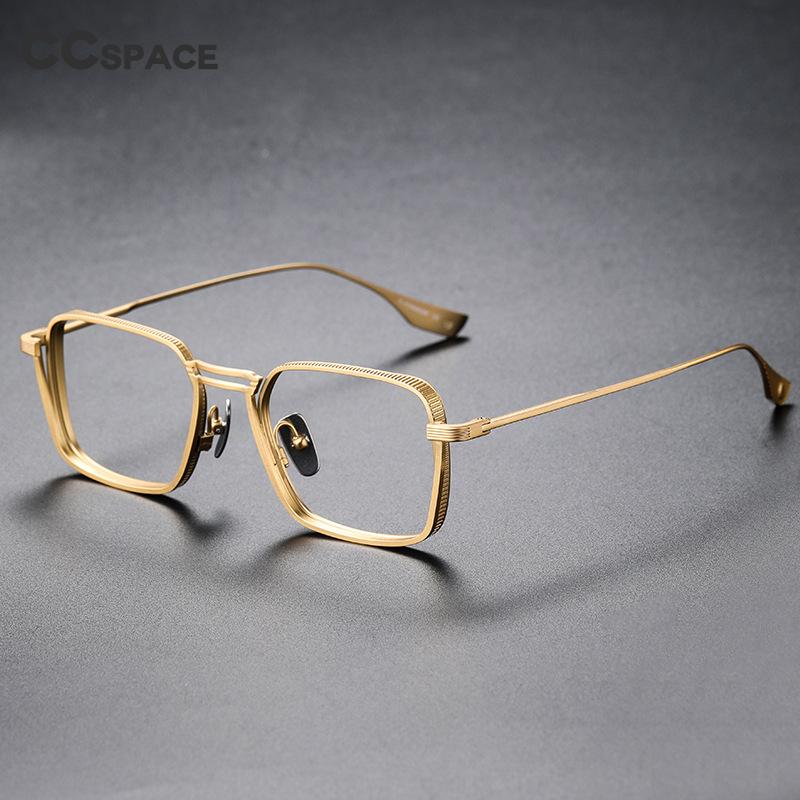 CCSpace Unisex Full Rim Square Double Bridge Titanium Eyeglasses 53229 Full Rim CCspace   