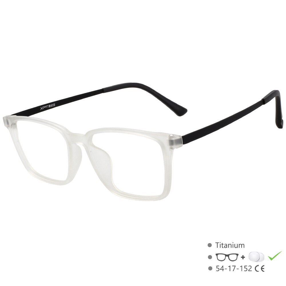 CCspace Unisex Full Rim Square Titanium Eyeglasses 49645 Full Rim CCspace Clear China 