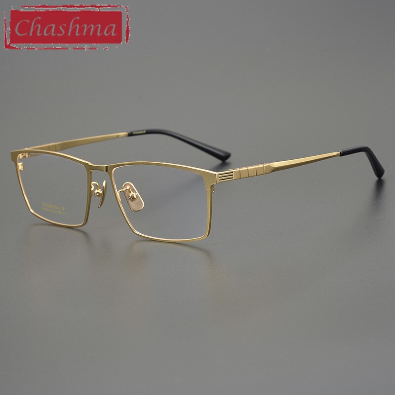 Chashma Ottica Men's Full Rim Square Titanium Eyeglasses Dj066 Full Rim Chashma Ottica Gold  
