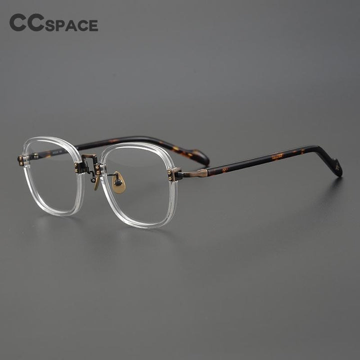 CCSpace Unisex Full Rim Round/Square Acetate Titanium Eyeglasses 53312 Full Rim CCspace   