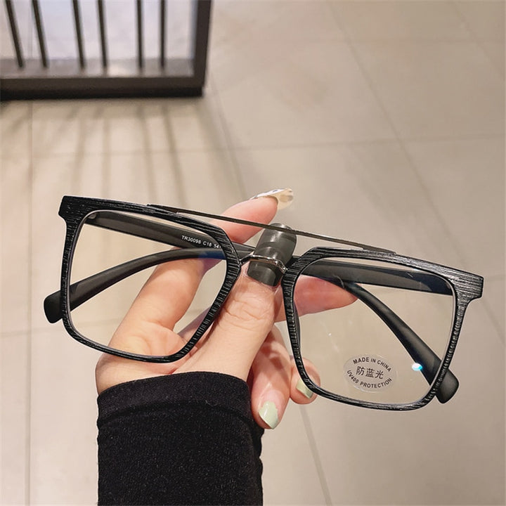 Cubojue Unisex Full Rim Oversized Square Tr 90 Titanium Myopia Reading Glasses Reading Glasses Cubojue   