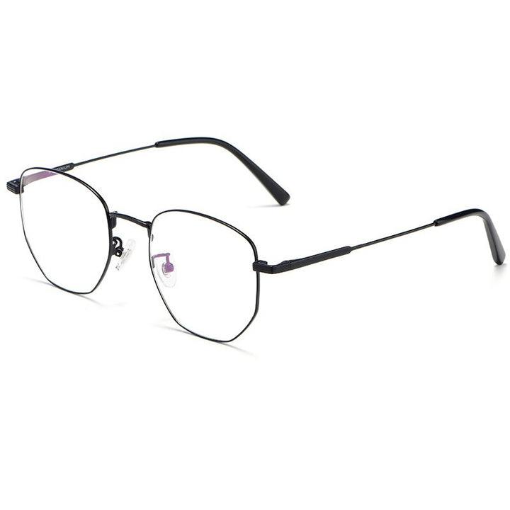 Yimaruili Unisex Full Rim Polygon Titanium Eyeglasses 9005 Full Rim Yimaruili Eyeglasses Black  