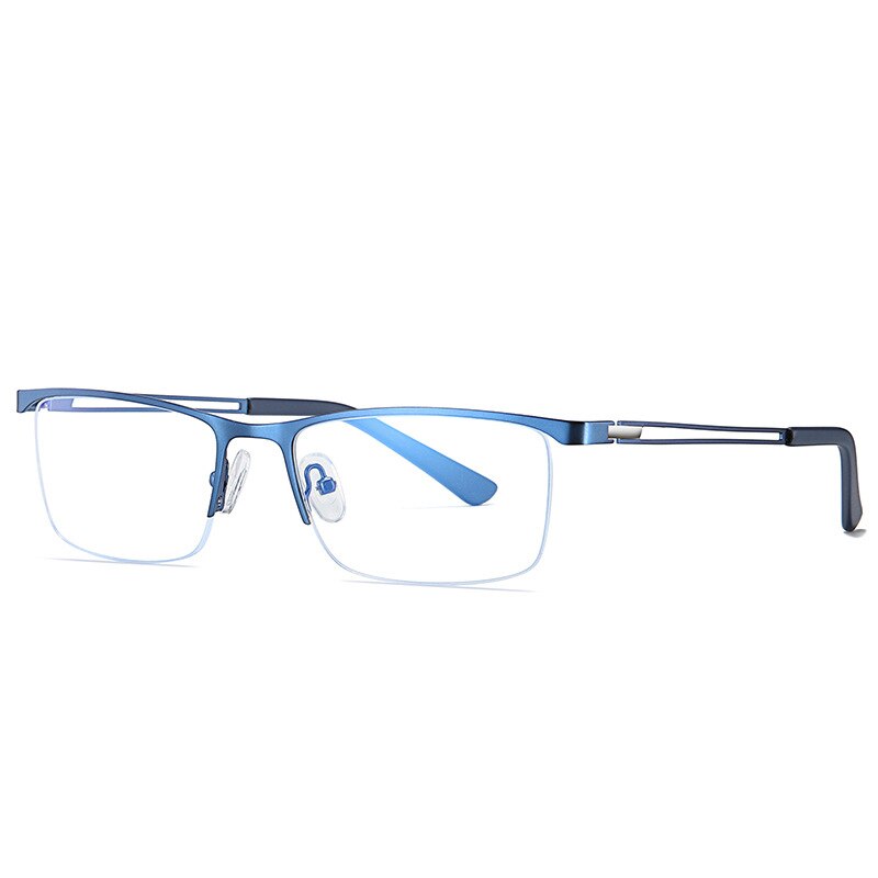 CCSpace Men's Semi Rim Rectangle Alloy Frame Eyeglasses 54534 Semi Rim CCspace China Blue 