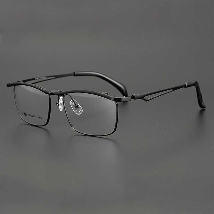 Gatenac Unisex Full Rim Square Titanium Flip Up Frame Eyeglasses Gxyj752 Full Rim Gatenac Black  