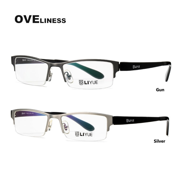 Oveliness Men's Semi Rim Square Alloy Eyeglasses 9019 Semi Rim Oveliness   