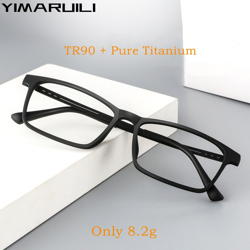 Yimaruili Men's Full Rim Square Tr 90 Titanium Eyeglasses 9821 Full Rim Yimaruili Eyeglasses   