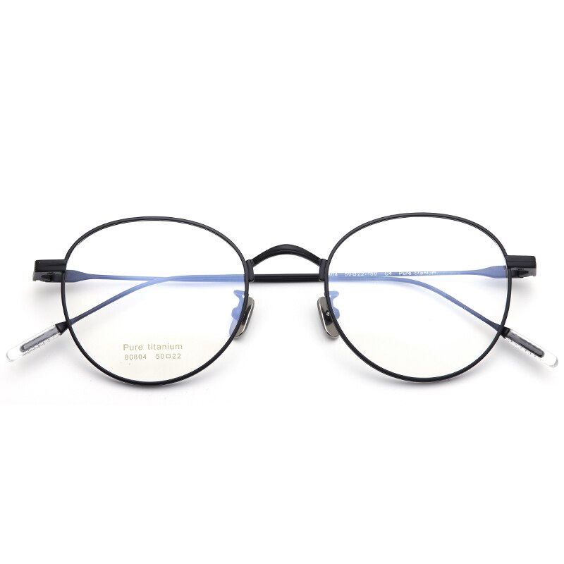 Muzz Men's Full Rim Round Titanium Frame Eyeglasses 8084 Full Rim Muzz Black  