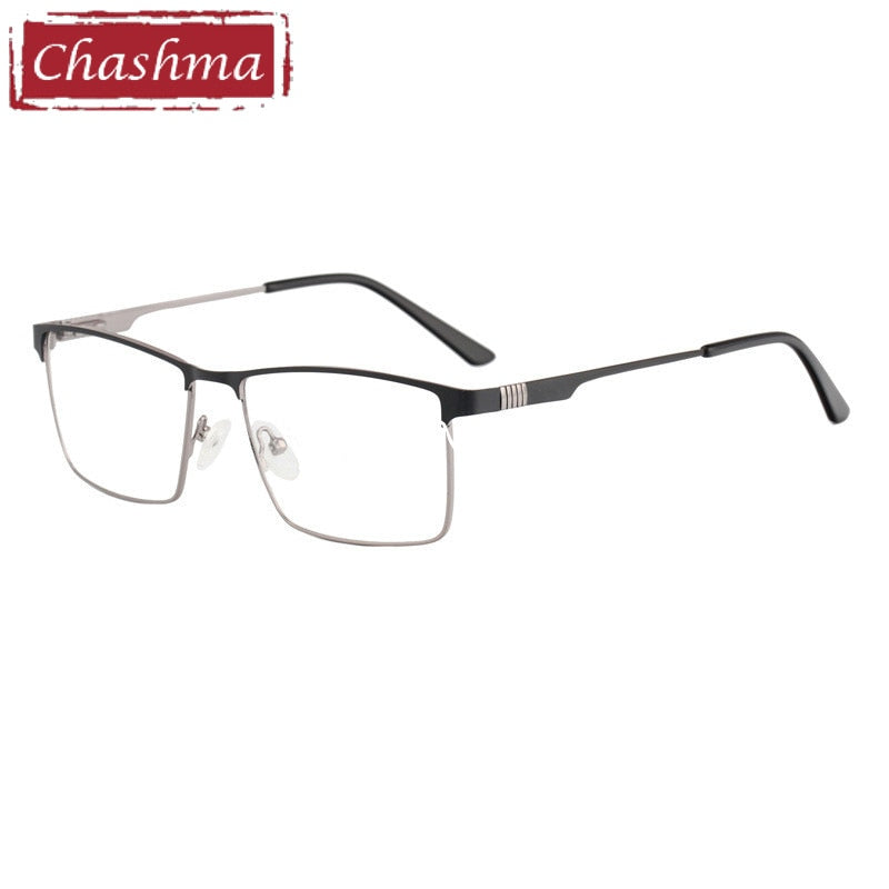 Chashma Ottica Men's Full Rim Square Stainless Steel Eyeglasses 8345 Full Rim Chashma Ottica Black  