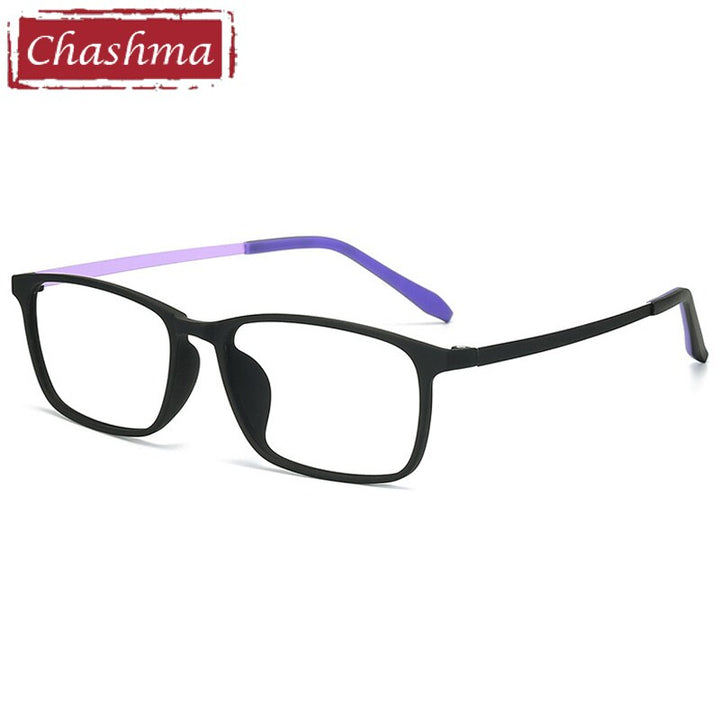Chashma Unisex Full Rim Ultem Titanium Wide Frame Eyeglasses 6611 Full Rim Chashma Black with Purple  