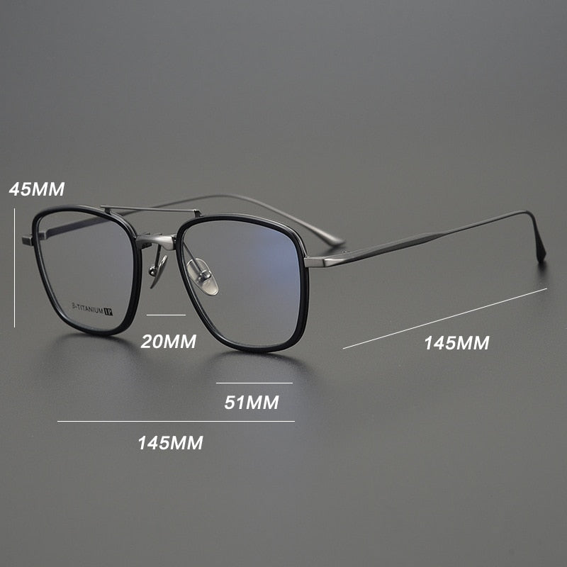 Gatenac Unisex Full Rim Square IP Titanium Frame Eyeglasses Gxyj755 Full Rim Gatenac   