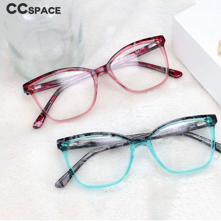 CCSpace Women's Full Rim Square Acetate Frame Eyeglasses 54374 Full Rim CCspace   