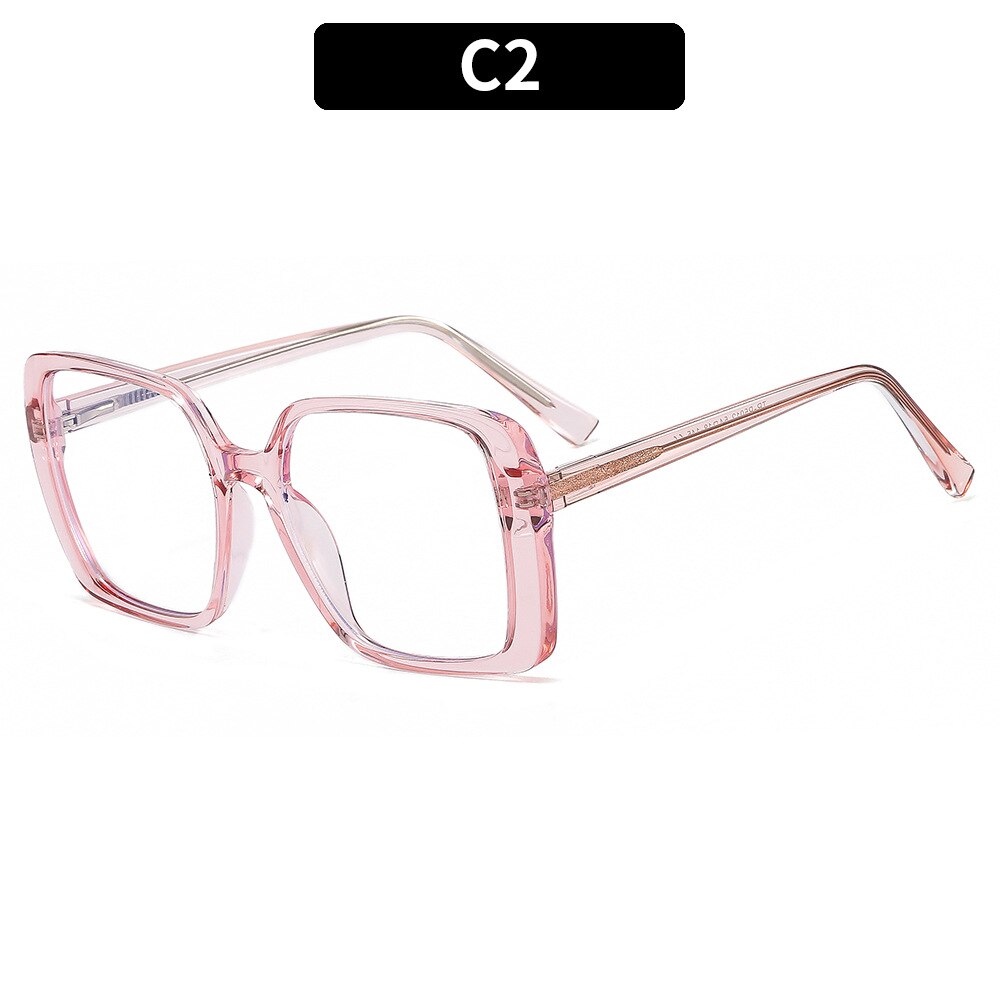 CCSpace Women's Full Rim Oversized Square Tr 90 Titanium Eyeglasses 54640 Full Rim CCspace China Pink 