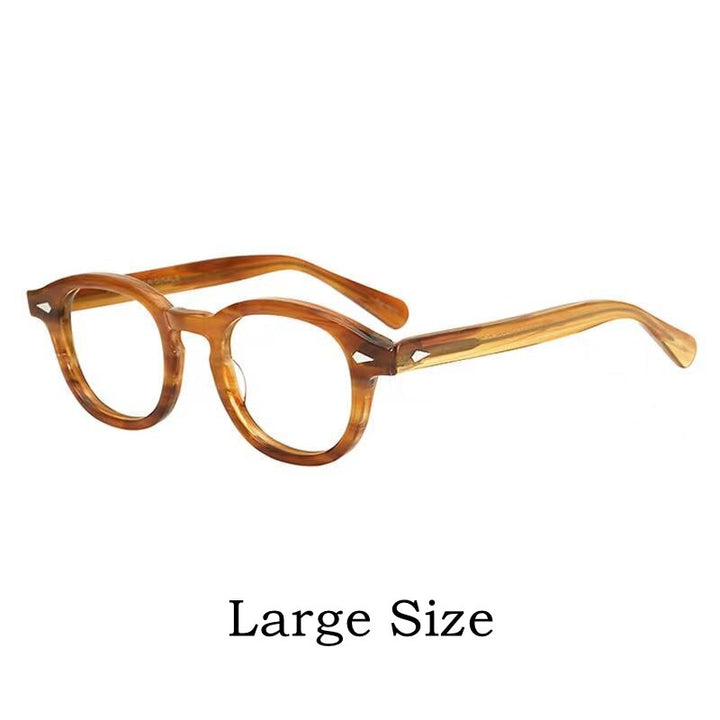Yimaruili Unisex Full Rim Round Acetate Eyeglasses Three Sizes Y1915 Full Rim Yimaruili Eyeglasses L Linen  