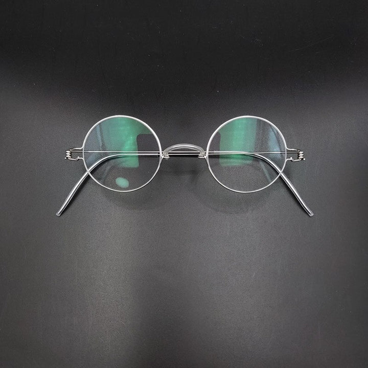 Yujo Unisex Full Rim Round Handcrafted Stainless Steel Customized Lens/ Diameter Eyeglasses Full Rim Yujo   
