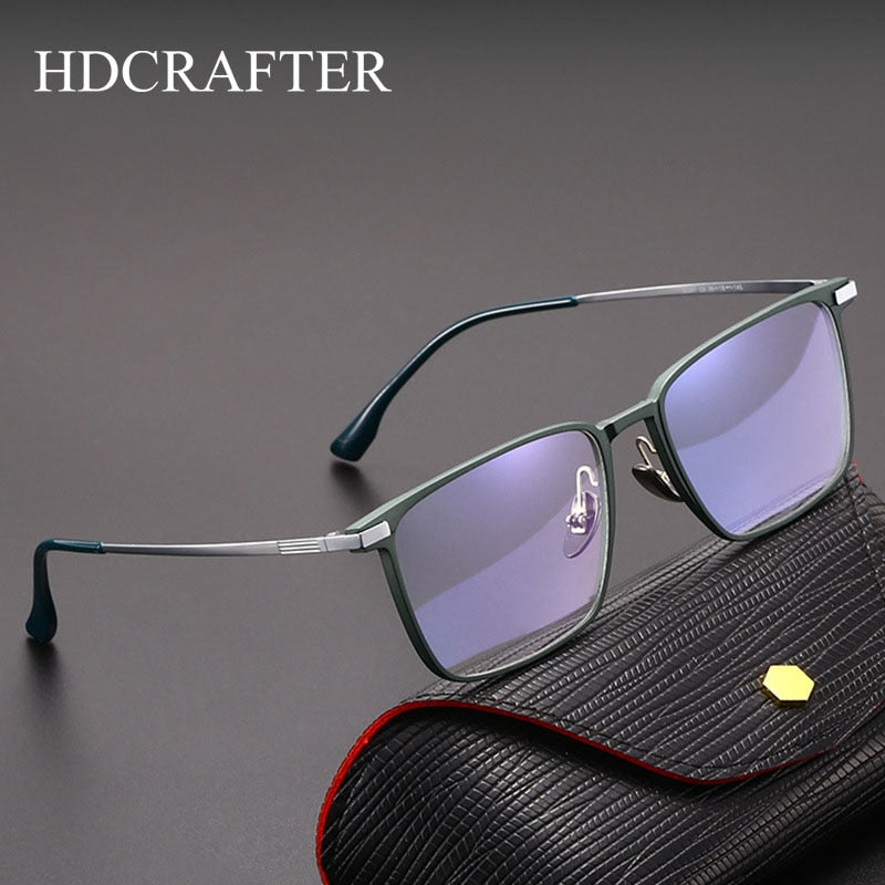 Hdcrafter Unisex Full Rim Square Titanium Eyeglasses 20247 Full Rim Hdcrafter Eyeglasses   