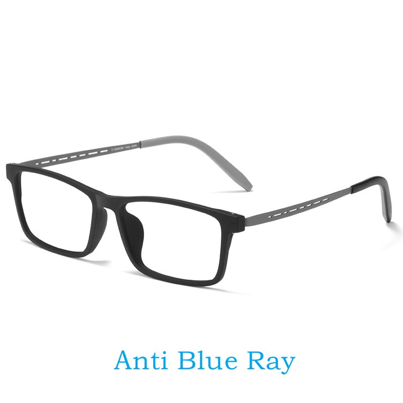 Yimaruili Men's Full Rim Square Tr 90 Titanium Anti Blue Light Reading Glasses Y8822 Reading Glasses Yimaruili Eyeglasses Anti Blue Gray 0 