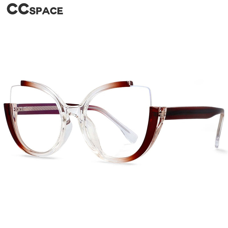 CCspace Women's Semi Rim Cat Eye Tr 90 Titanium Eyeglasses 54627 Semi Rim CCspace   