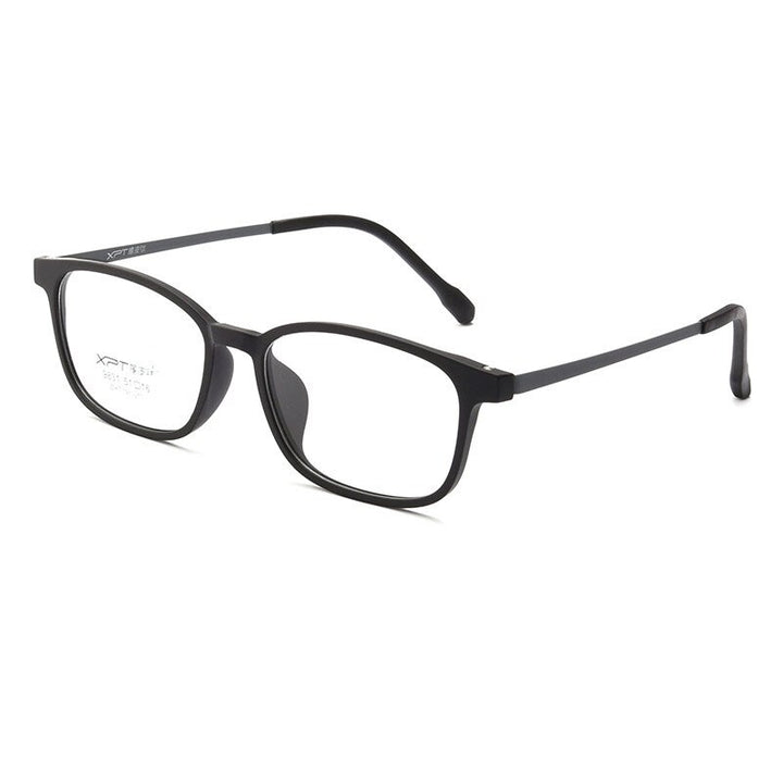 KatKani Unisex Full Rim Small Square Rubber Tr 90 Titanium Eyeglasses 9831xp Full Rim KatKani Eyeglasses Black Gray  