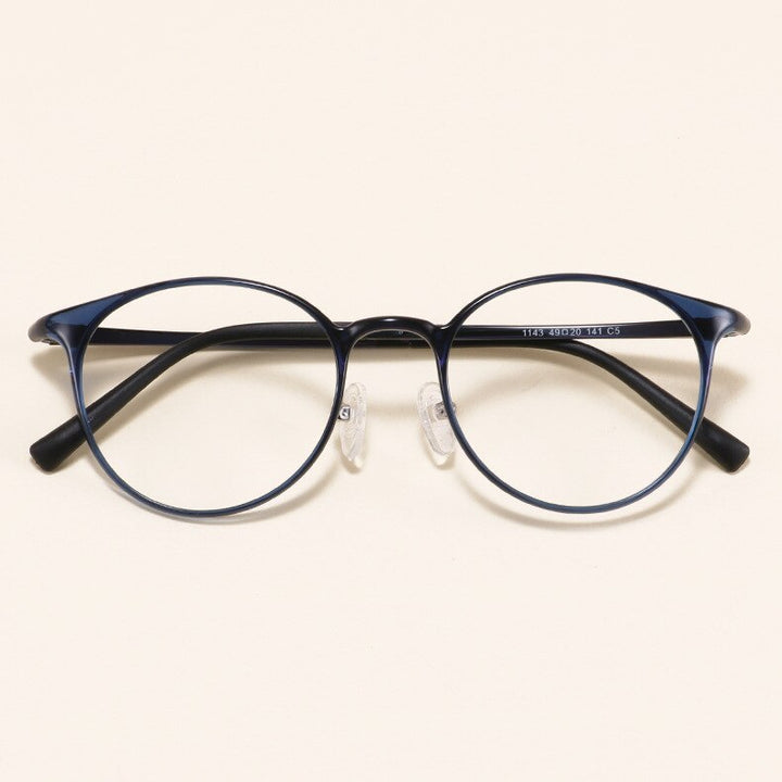 Kansept Women's Full Rim Round Carbon Steel Ultem Eyeglasses Full Rim Kansept C5 Blue CN 