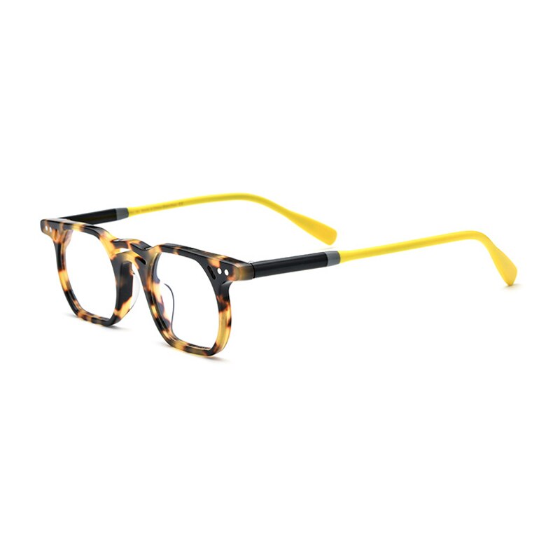 Gatenac Unisex Full Rim Square Cat Eye Acetate Double Bridge Frame Eyeglasses Gxyj820 Full Rim Gatenac Yellow Tortoise  